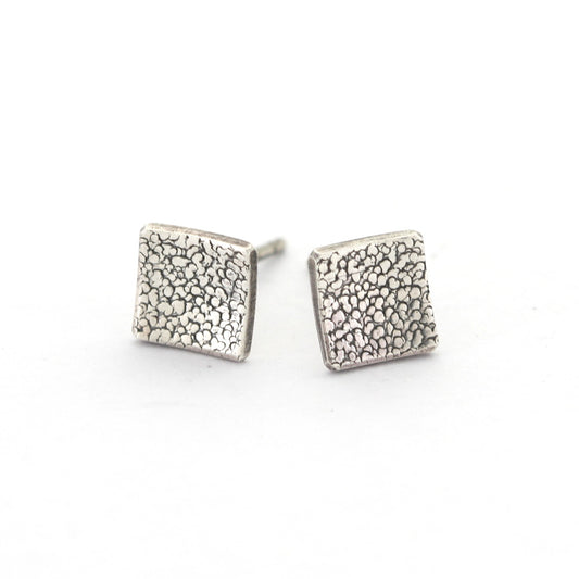 Small silver square earring studs