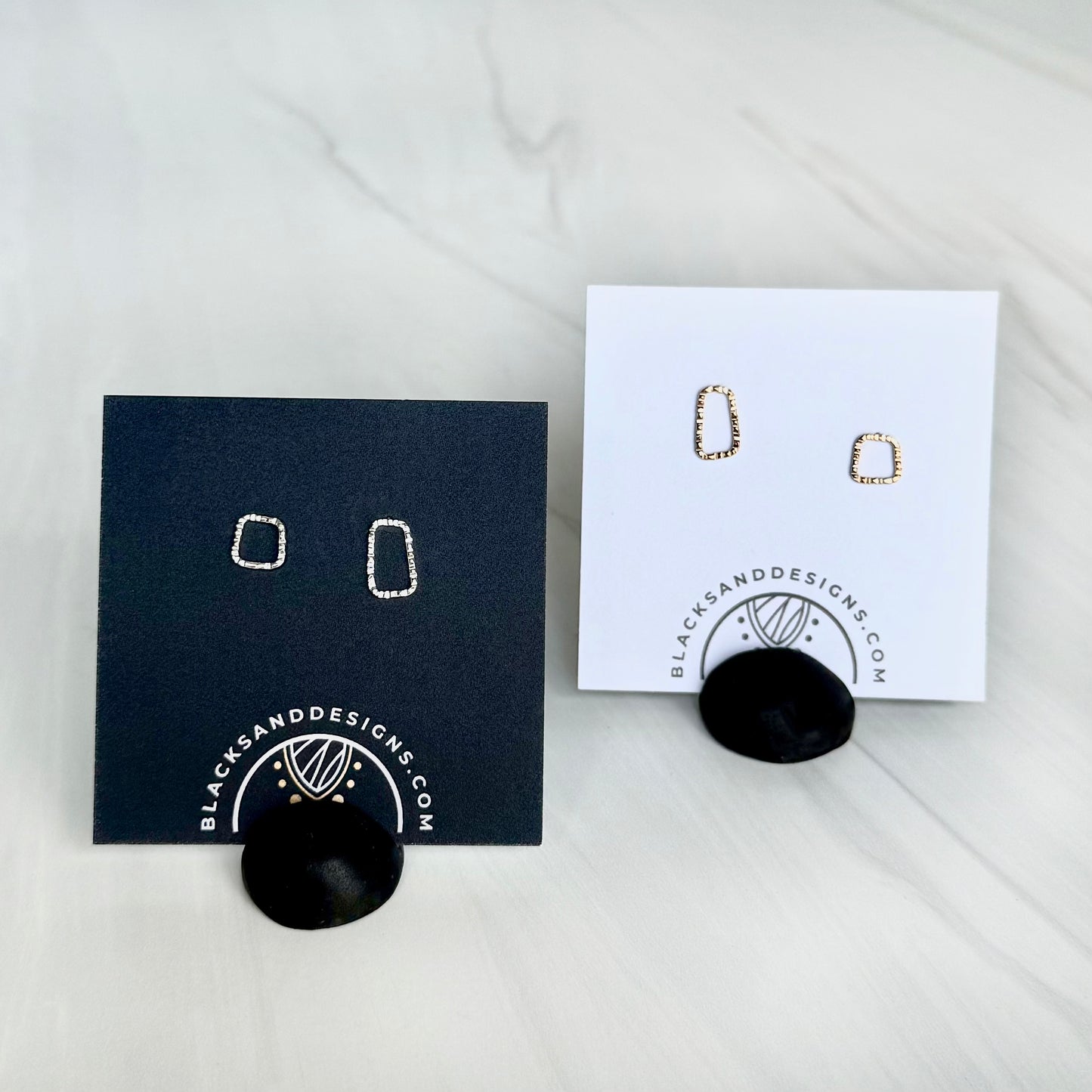 Asymmetric Square and Rectangle Silver Stud Earrings - JENNY Earrings