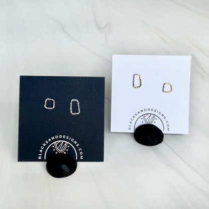 Asymmetric Square and Rectangle Silver Stud Earrings - JENNY Earrings