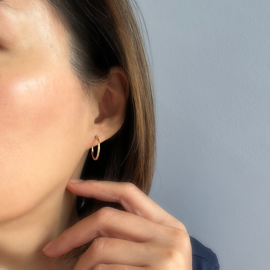 Silver Textured Hoop Post Earrings - Small RIPPLE Hoops