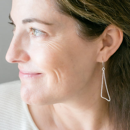 Silver Triangle Dangle Earrings Large - BREEZE