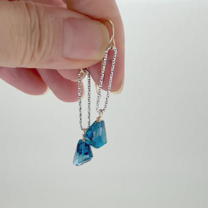 Mixed Metals and Free Form London Blue Topaz Dangle Earrings - ARIZONA