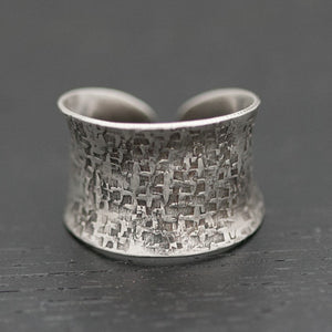 Silver cuff ring with organic texture
