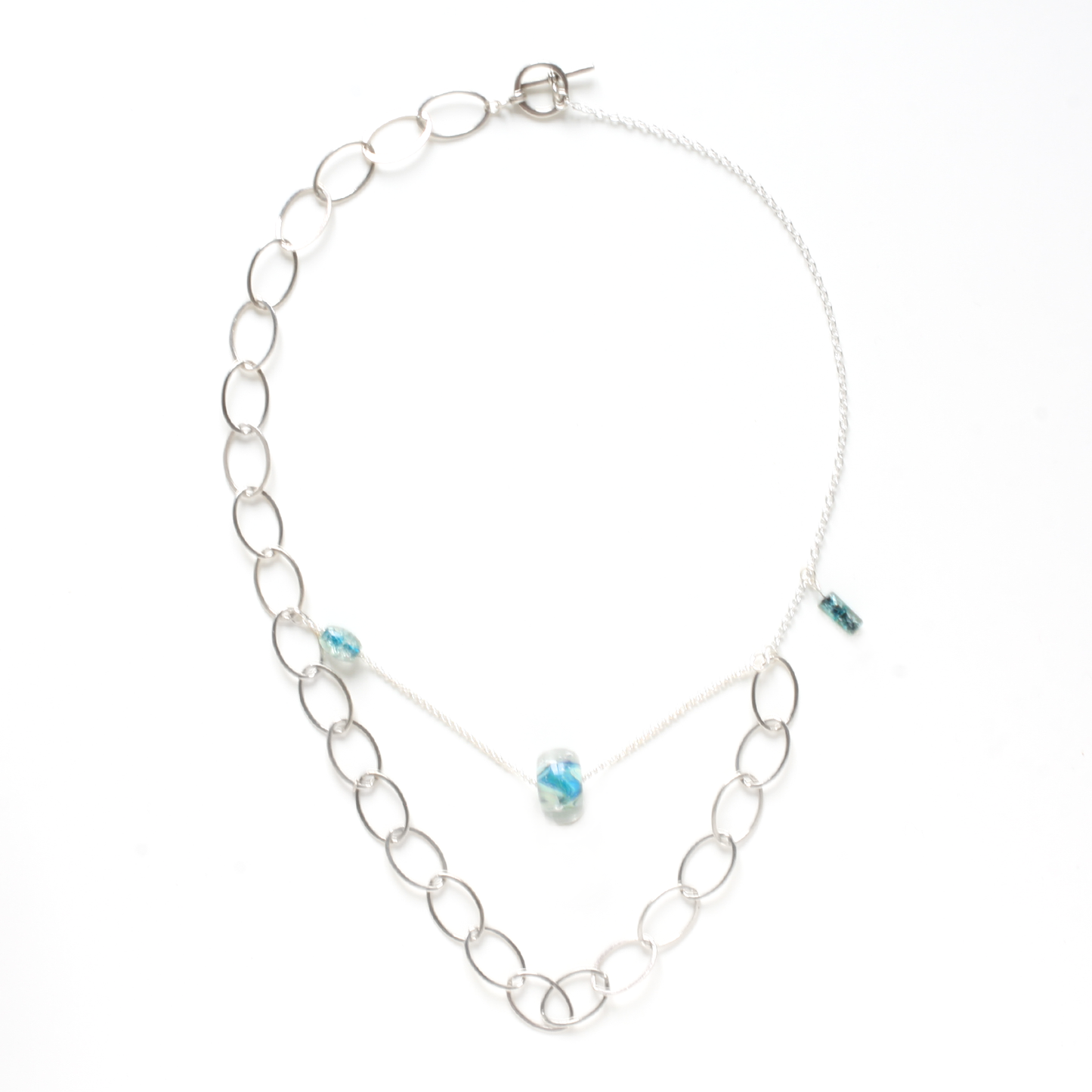 Morning Sky - Handblown Glass and Sterling Silver Statement Necklace - Ann Friedman Collection