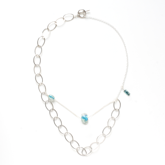 Morning Sky - Handblown Glass and Sterling Silver Statement Necklace - Ann Friedman Collection