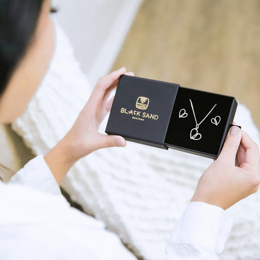 Mother's Day Special Gift Set - Paisley Heart Necklace and Small Heart Studs Post Earrings