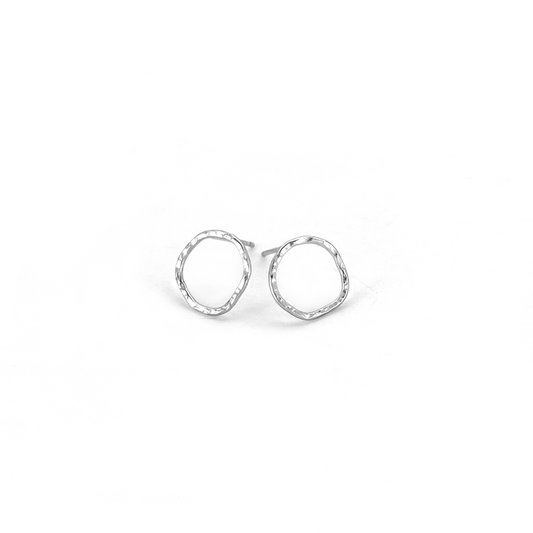Mini Organic Circle Post Earrings Studs - WOBBLY