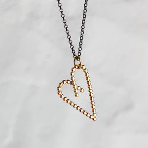 Heart Necklace in 14k Gold-filled and silver necklace