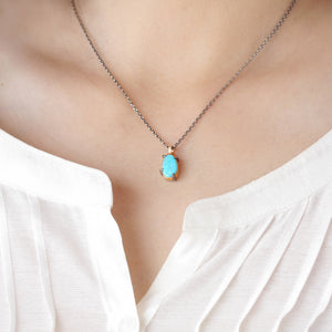 14k yellow gold and Bisbee turquoise pendant necklace