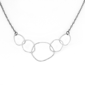 Organic Interlocking Circle Chain Necklace in silver