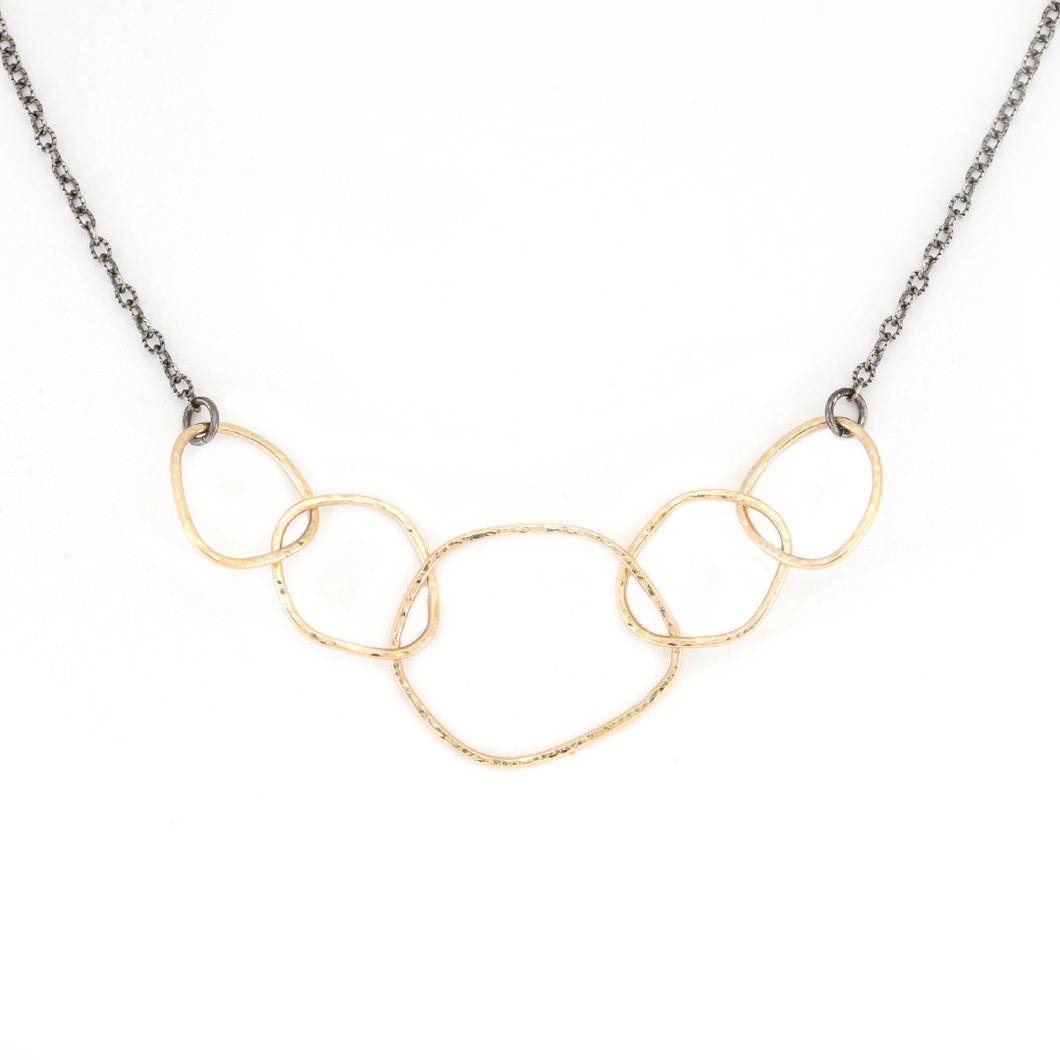 Organic Interlocking Circle Chain Necklace in 14k gold filled