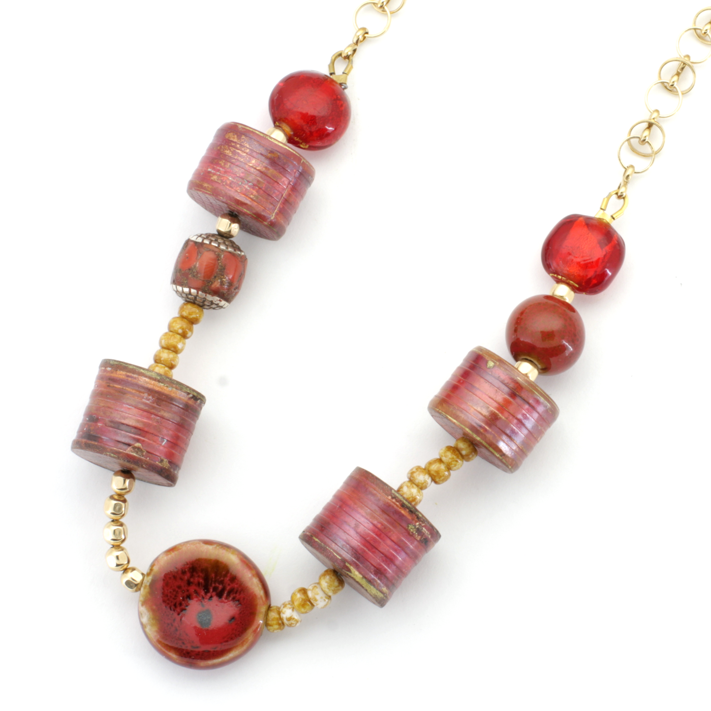 Peaceful Piece - Hill Tribe Beads and 14k Gold-filled Necklace  - Ann Friedman Collection