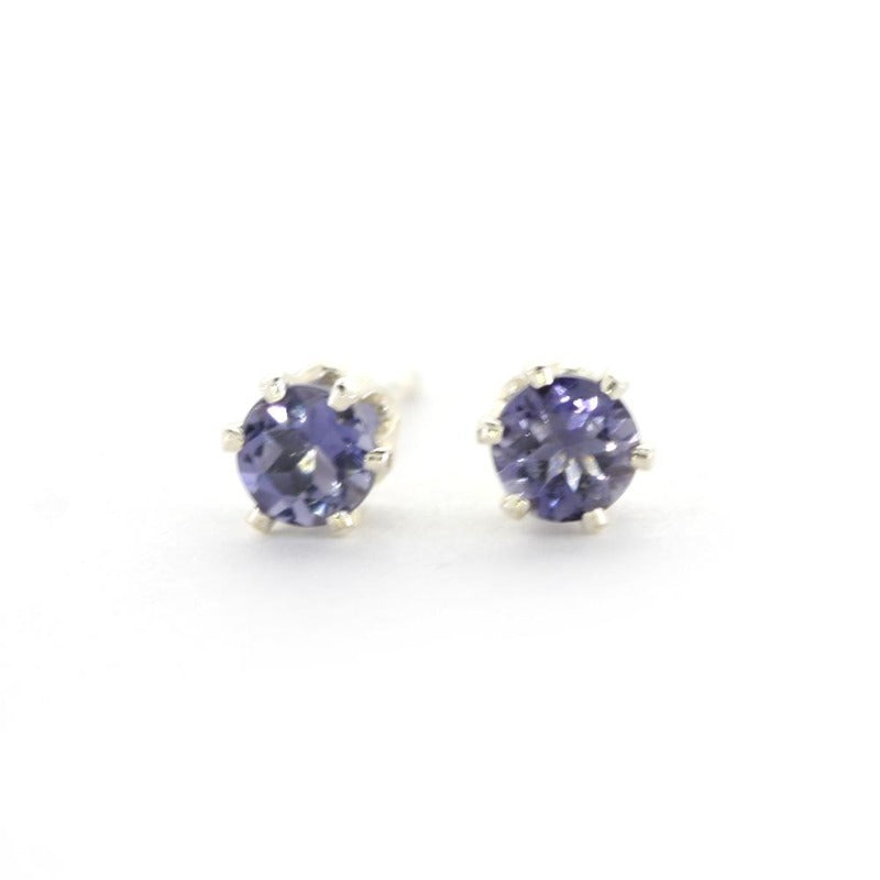 Faceted Iolite Post Earrings