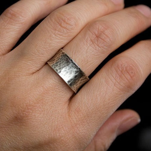Oxidized Wide-Band Sterling Silver Ring